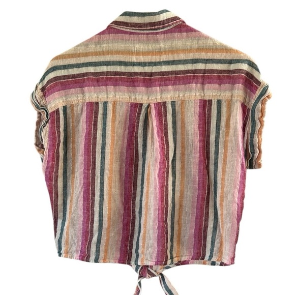 Rails Striped Multicolor Button-Up Tie Waist Blouse size Small - Picture 2 of 5